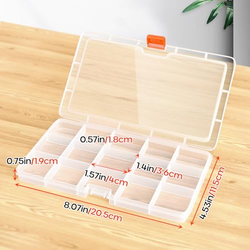 Moon Magpie 8PACK Extra Thick Bead Organizers, 15 Grid Mini Clear Plastic Storage Box Craft Containers for Nail jewelry rhinestones DIY Supply Case - size: 8P-FixedGrid