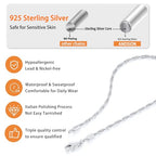 Italian Solid 14K Gold Plated 925 Sterling Silver Chain Necklace for Women, 1.5mm & 2.5mm Dainty Non Tarnish & Hypoallergenic Rope Chain Women's Chain Necklaces 16 18 20 22 24 26 Inch - color: 1.5mm White Gold, size: 18 Inch (Women's Average Length)