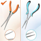 Long Reach Needle Nose Pliers 7" Thin Extra Long Needle Nose Pliers with Serrated Jaw Lanyard Double Leaf Spring Loaded for Jewelry Making Electrician Repair Tools in Tight Spaces - style: Sharp Point