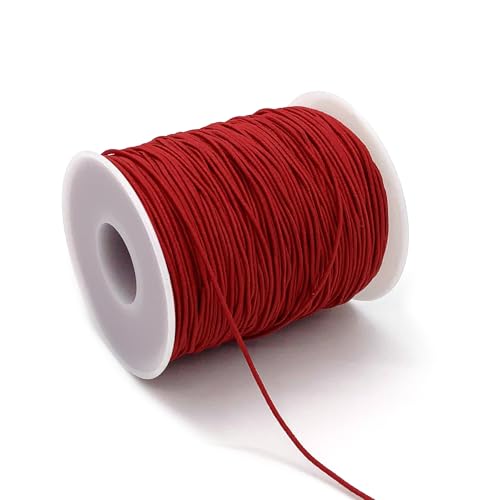1mm Elastic Cord for Bracelets Necklaces, Cakasi 110 Yards Sturdy Stretchy Elastic Cord for Jewelry Making, Necklaces, Beading - Red - color: Red