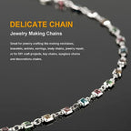 KYUNHOO 13 Feet Brass Jewelry Chain Bulk Mixed Color Rhinestones Chain for Jewelry Making with Lobster Clasps and Jump Rings Square Glass Bead Link Chain Women Necklace Anklet DIY Craft Chain - color: Square Bead-Silver
