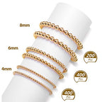 WILLBOND 1200 Pcs Round Spacer Beads for Jewelry Making 4/6/8 mm Smooth Ball Beaded Seamless Loose Ball Embellishments with Holes for Stackable Bracelet Craft(Gold) - color: Gold