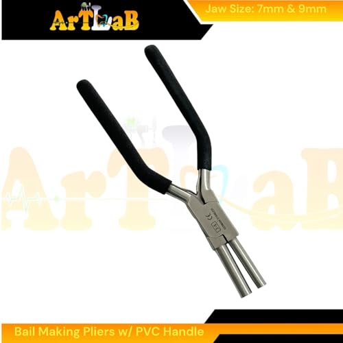 Medium Loop Wire Wrapping Pliers 7mm & 9mm, Round Nose, with PVC Non-Slip Handle | Stainless Steel Jewelry Loop and Hoop Making Pliers | Loop Connector, Bail, Hooks