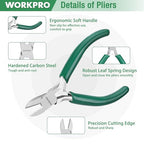 WORKPRO Jewelry Pliers Set, 3 Pack Jewelry Making Tool Kit- Needle Nose Plier/Chain Nose Plier, Round Nose Plier and Wire Cutter for Charm Bracelet, Jewelry Repair, DIY Crafts, Jewelry Making Supplies - color: Dark Blue, Dark Green, Red