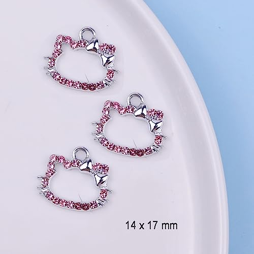 16-Pcs Crystal Jewelry Making Charms Silver Pendant Charm For Women Making Jewelry Crafts Rhinestone Charms - color: Cats