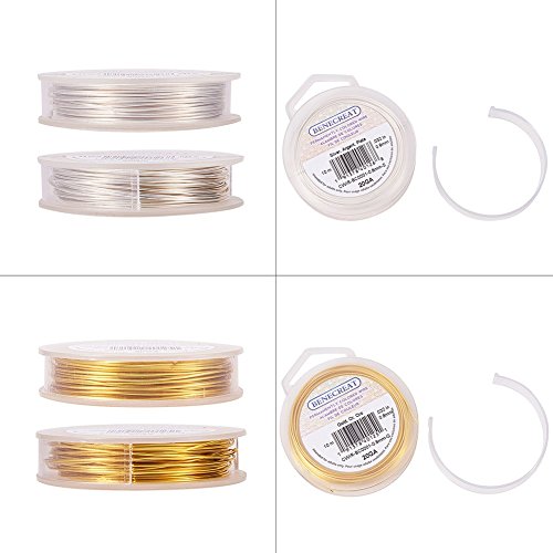 BENECREAT 2 Rolls 20-Gauge Tarnish Resistant Silver/Gold Coil Wire, 66-Feet/22-Yard in Total - color: Silver/Gold
