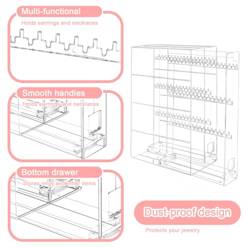 Jewelry Earring Organizer Ear Display Holder Earrings Stand Box With Rack Ring Necklce Acrylic