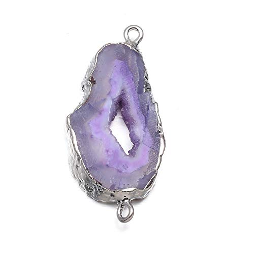 Natural Agate Geode Crystal Druzy Connectors Pearl Links Jewelry Connectors Charms DIY for Necklace or Jewelry Making（3 pcs） - size: 20X40-30X60mm