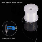 PH PandaHall 0.5mm Clear Fishing Line Invisible Nylon Thread Jewelry String Wire Beading Cords String for Christmas Party Decor, Seed Beads Jewelry Bracelet Making, 20 Yards - size: 0.5mm