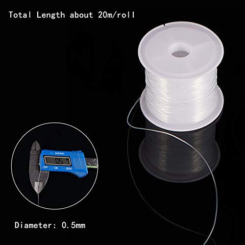 PH PandaHall 0.5mm Clear Fishing Line Invisible Nylon Thread Jewelry String Wire Beading Cords String for Christmas Party Decor, Seed Beads Jewelry Bracelet Making, 20 Yards - size: 0.5mm