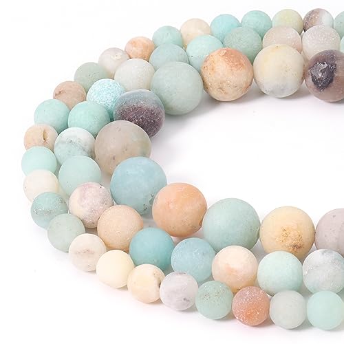 45pcs 8mm Natural Matte Amazonite Beads Energy Healing Crystal Round Loose Stone Beads for Jewelry Making, DIY Bracelets Necklaces - color: Matte Amazonite, size: 8mm