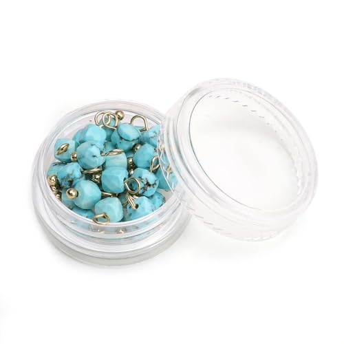 Beadia Natural Faceted Cube Stone Charms 4mm 30pcs with Untarnish Metal Accessories Loose Square Beads for DIY Jewelry Making - color: Blue Turquoise