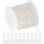 UMAOKANG 32.8 Feet Silver Necklace Chains Bulk for Jewelry Making Silver Plated Brass Tube Bar Link Chain Roll with Jump Rings and Lobster Clasps - color: Silver Tube Bar