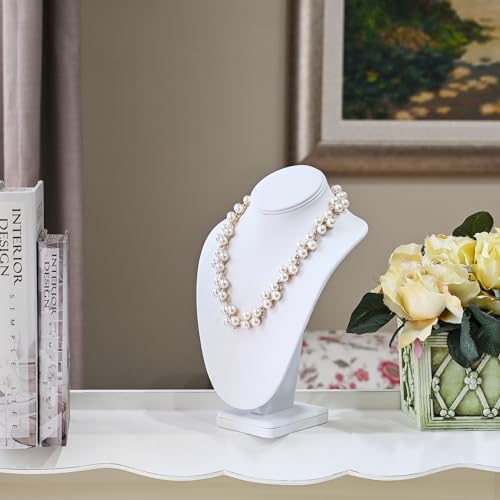 MOOCA 2 Pcs Necklace Chain Jewelry Bust Display Holder Stand, Necklaces Display Mannequin Bust, Jewelry Bust Stand, 11 1/4" H, White Leatherette - color: 1) White Faux Leather, 2 pieces