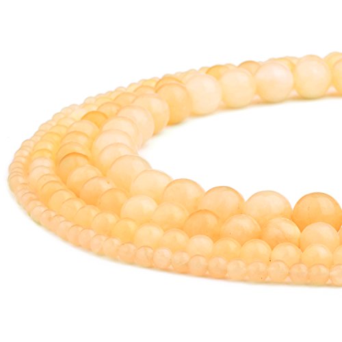 RUBYCA Wholesale Natural Rice Jade Gemstone Round Loose Beads for DIY Jewelry Making 1 Strand - 6mm - color: Rice Jade, size: 6 MM