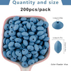 Sunrony 200Pcs Silicone Lentil Beads for Keychain Making, Bulk 12mm Silicone Abacus Spacer Beads for Necklace Bracelet Making Pens(Powder Blue) - color: G-Powder blue