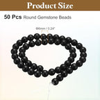 HARFINGTON 50pcs Natural Stone Beads 6mm Black Obsidian Round Gemstone Stone Loose Beading Real Genuine Smooth Balls Bead for Jewelry Making Bracelets Necklace Earrings DIY - color: Black Obsidian, size: 6mm