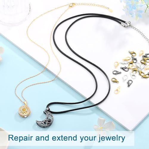 CooBigo 120pcs 12mm Lobster Clasps, Tiny Metal Alloy Lobster Claw Clasps for Necklace Bracelets Clip, Keychain Ring, Jewelry Making Accessories (Gold) - color: 12mm Lobster Clasps Gold