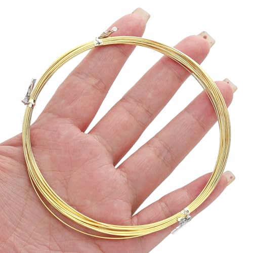 BEADIA 14K Gold Plated Wire 0.6mm 5 Meters Bead Cord for Bracelet Necklace Charm Beading Jewelry Making Findings - size: 0.6mm, style: 14K Gold