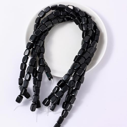 Natural Large Black Onyx Agate Cube Stone Beads 8x11mm 38cm/str Loose Semi Gemstone Stone Square Beads for Making Bracelets Necklace - color: Black Onyx
