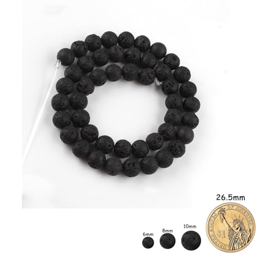 Yochus 45pcs Volcanic Rock/Black Lava Rock Beads，8mm Healing Power Natural Stone Round Loose Beads for Jewelry Making Earring Necklace DIY Crafts - color: Black Volcanic Lava Stone, size: 8mm 45beads