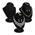 MOOCA 3 Pcs Set Black Velvet Combination Display Jewelry Stand Bust for Necklaces, Earrings, Rings, Jewelry Display For Vendors - color: Black Velvet, 3 pieces