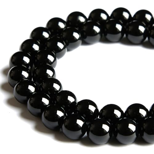100pcs 8mm Black Agate Beads Natural Gemstone Beads Round Loose Beads for Jewelry Making - color: Black Agate, size: 8mm