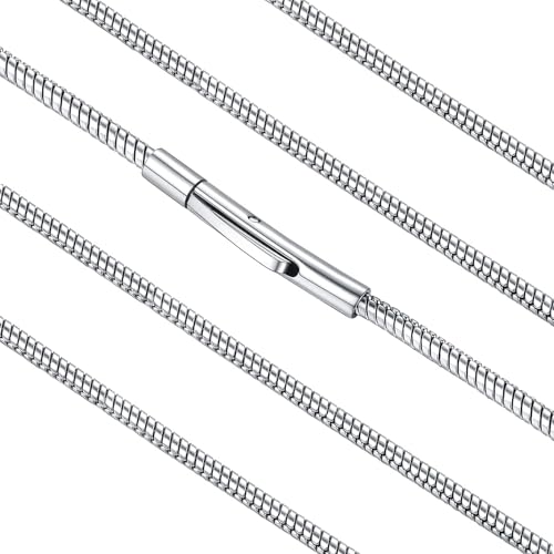 FaithHeart Stainless Steel Chains for Men, Silver/Black/14K Gold Plated Snake/Wheat/Box/Rope/Rolo Chain Necklace 16-30 Inches with Delicate Gift Box - color: 01. Snake Chain-Silver, size: Length 24 Inches