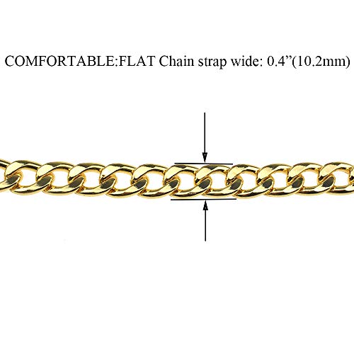 HAHIYO Yellow Gold Purse Chain Strap, 51.2 Inches, Flat 0.4" Wide, 2.4mm Thick, Lobster Clasp, Unisex, Modern Style - size: Yellow Gold 51.2 inches