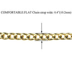 HAHIYO Purse Chain Strap 15.7 Inches Yellow Gold for Shoulder Cross Body Sling Handbag Clutch Replacement Comfortable Flat 0.4" Wide 2.4mm Extra Thick Metal 1 Pack - size: Yellow Gold 15.7 inches