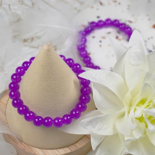 Jabrand 145pcs Glass Beads, 8mm Glass Beads for Barcelet and Jewelry Making DIY Crafts (Purple) - color: Purple