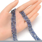 Adabele 15 Inch Natural Blue Kyanite Healing Gemstone 3mm (0.12 Inch) Tiny Small Faceted Round Loose Beads Stone Spacer (120-130pcs) for Craft Jewelry Making GK3-21 - color: Kyanite, size: 3mm (0.12") - 15 inch/1 strand