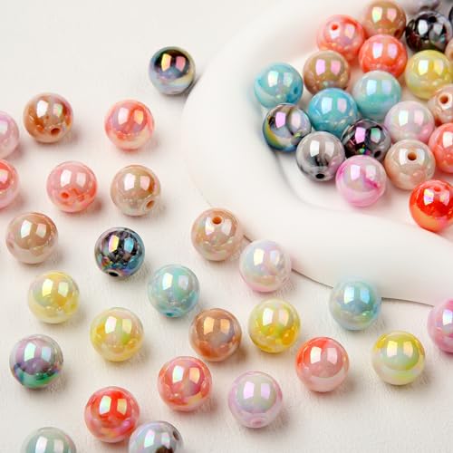 16mm Acrylic Beads Double Color Round Bead with Straight Hole, Large Beads for DIY Earrings Bracelet Necklace and Any Other Accessories (Mist) - color: mist