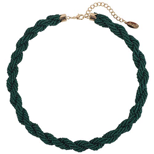 Bocar Fashion Seed Beads Statement Collar Necklace for Women (NK-10408) - color: Deep green