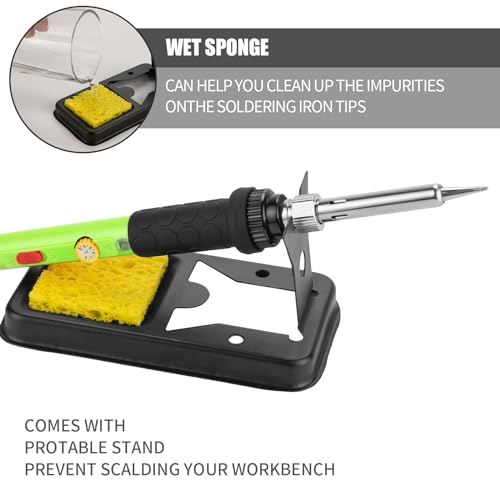 Soldering Iron Kit, 60W Soldering Iron with 5pc Interchangeable Tips, 10-in-1 Adjustable Temperature Solder Welding Tools, Fast Heating, Electronic Repair, 110V, Green - color: 10-in--1