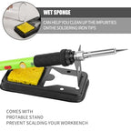 Soldering Iron Kit, 60W Soldering Iron with 5pc Interchangeable Tips, 10-in-1 Adjustable Temperature Solder Welding Tools, Fast Heating, Electronic Repair, 110V, Green - color: 10-in--1