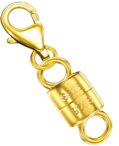 Dailyacc 925 Silver Lobster Magnetic Necklace Clasps and Closures Safety Sterling Silver with 14K Gold Jewelry Converters for Bracelets Chain Extender - color: 1pcs Gold