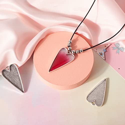 Pandahall 50pcs Tibetan Style Alloy Heart Large Pendant Cabochon Bezel Settings Cabochons Tray Cover Necklace Charms Antique Silver