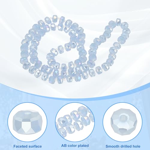 PATIKIL 75 Pcs 8mm OD 5mm Thick Crystal Glass Beads, Rondelle Crystal Beads Faceted Cut Gemstone Strand with Spacer Beads for Craft, Bracelet, Necklace, Light Blue Jade - color: Light Blue Jade