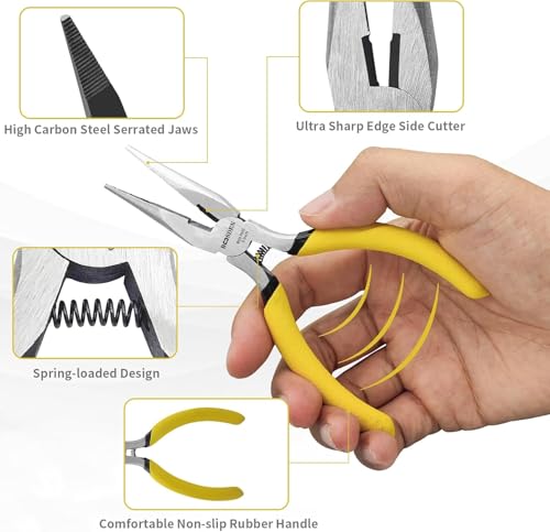 BOOSDEN 5" Needle Nose Pliers 2-Pack, Small Jewelry Pliers Set with Side Cutter, Mini Precision Pliers for Beginner Jewelry Making, Electronics Repair, DIY Crafts - Essential Home Tool Kit - size: 5''-2 pack