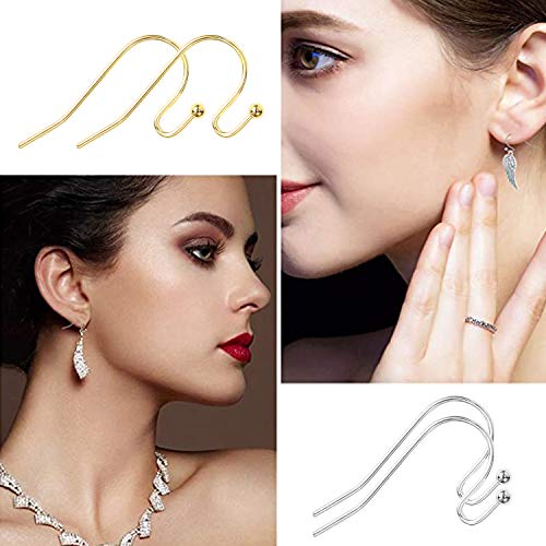 Earring Hooks Silver Plated Hypoallergenic Ear Wires for DIY Jewelry Findings （200PCS Earring Hooks+200 PCS Earring Backs） - color: A-Silver