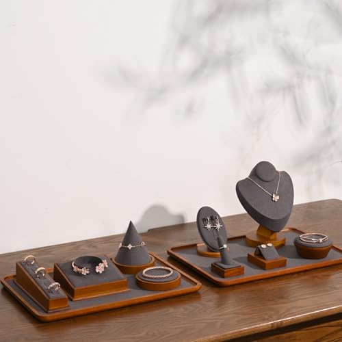 Oirlv Solid Wood Jewelry Display Stand Square Bracelet watch bangle Holder Showcase Jewelry Organizer Display Stand (Grey) - color: Grey Bracelet Holder