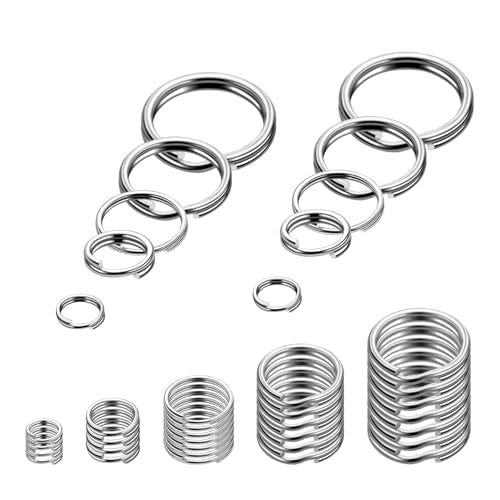 500pcs Assorted 5 Size Small Split Ring for Key Ring, Metal Keychains Key Rings Pet Collar Tag Double Loops Round Jump Rings for Jewelry Making Necklaces Bracelets Earrings Craft Accessories, Silver - color: 5 Sizes Silver 500pcs
