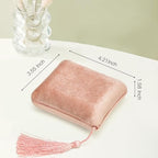 TAIMY Necklace Boxes, Velvet Small Earring and Necklace Case for Women with Tassel, Empty Long Necklace Pendant Box for Her(Blush Peach) - color: Blush Peach