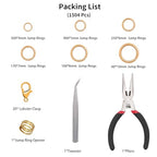 EuTengHao 1504Pcs Open Jump Ring and Lobster Clasps Kit Jewelry Making Repair Kit with Jewelry Pliers Tweezers (KC Gold) - color: KC Gold