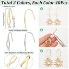 SUNNYCLUE 1 Box 80Pcs French Hook Ear Wires Stainless Steel Earring Hooks Metal 18K Gold Plated Silver Wide Fishing Earrings Wire Hook with Vertical Loop for Jewelry Making Findings DIY Crafts Women - style: Teardrop 2