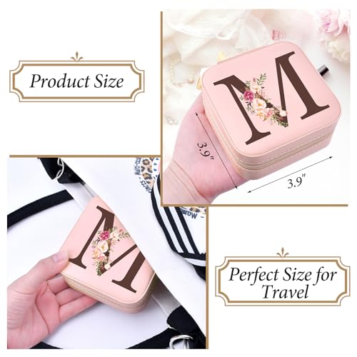 Inngeroo Personalized Graduation Gifts for Women - Customized Teacher Appreciation Gifts - Travel Jewelry Case Box Organizer for Wife Daughter Aunt Friend Grandma - Initial M - style: M