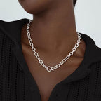 CHESKY 14K Gold Plated Chunky Necklace for Women, Trendy Paperclip Chain Necklace Thick Cross Heart Pendant Necklace Layered Herringbone Cuban Link Chain Toggle Necklaces Non Tarnish Jewelry - color: silver, style: paperclip