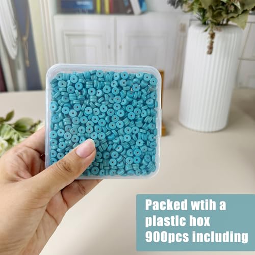 Turquoise Heishi Beads Bulk for Jewelry Making - 900pcs 3x6mm Small Natural Semi-Precious Gemstone Disc Rondelle Spacer Loose Beads for Necklace, Bracelet, Earring & DIY Handmade Crafts - color: Turquoise Heishi 3*6mm