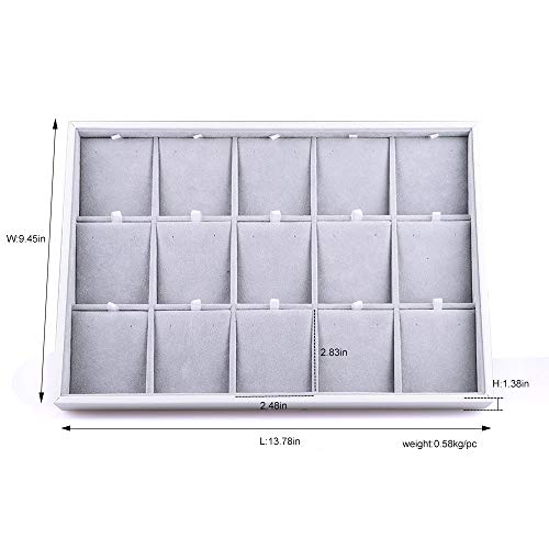 Oirlv Velvet Jewelry Organizer Trays Stackable Showcase Jewelry Display Storage Tray (15 Grids Earrings) - size: 15 Grids Earrings Tray